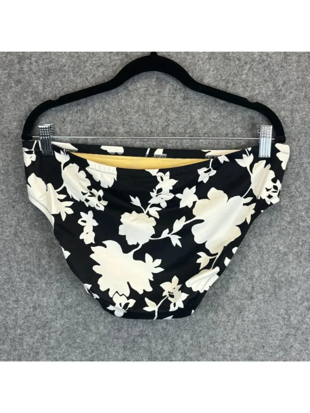 Lands End Womens Size 12 Floral Bikini Swim Suit Bottom Black White NWT